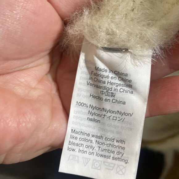 point sur j crew white zip up long line fuzzy teddy jacket small cozy - Picture 8 of 8